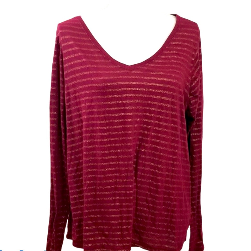 Lane Bryant Burgundy & gold striped top size 22/24